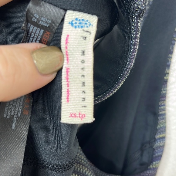 Free People Movement Black Yellow Striped Key Hole Sports Bra Women Size XS - Picture 4 of 4